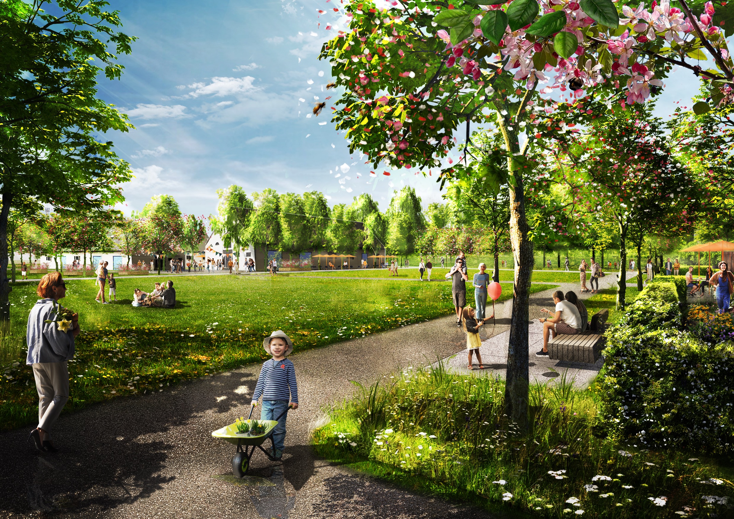 Der Neusser Bürgerpark wird mit der Landesgartenschau 2026 eröffnet: Perspektive Gartenland | Bild: Reschke Landschaftsarchitektur