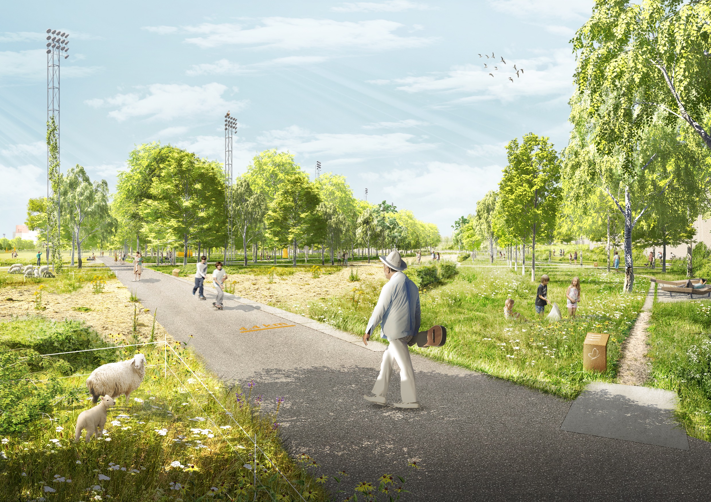 Der Neusser Bürgerpark wird mit der Landesgartenschau 2026 eröffnet: Perspektive Rennbahn-Umgestaltung | Bild: Reschke Landschaftsarchitektur